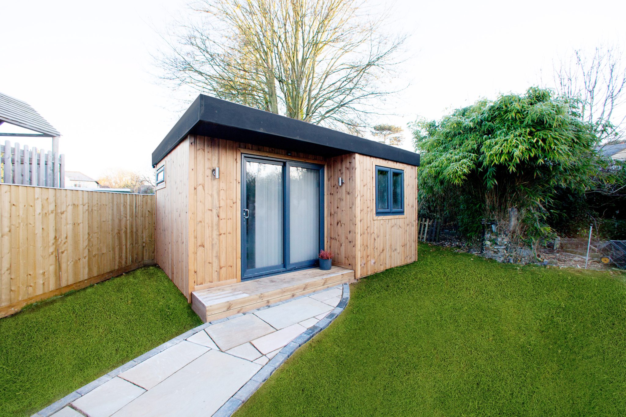 Garden room with redwood cladding