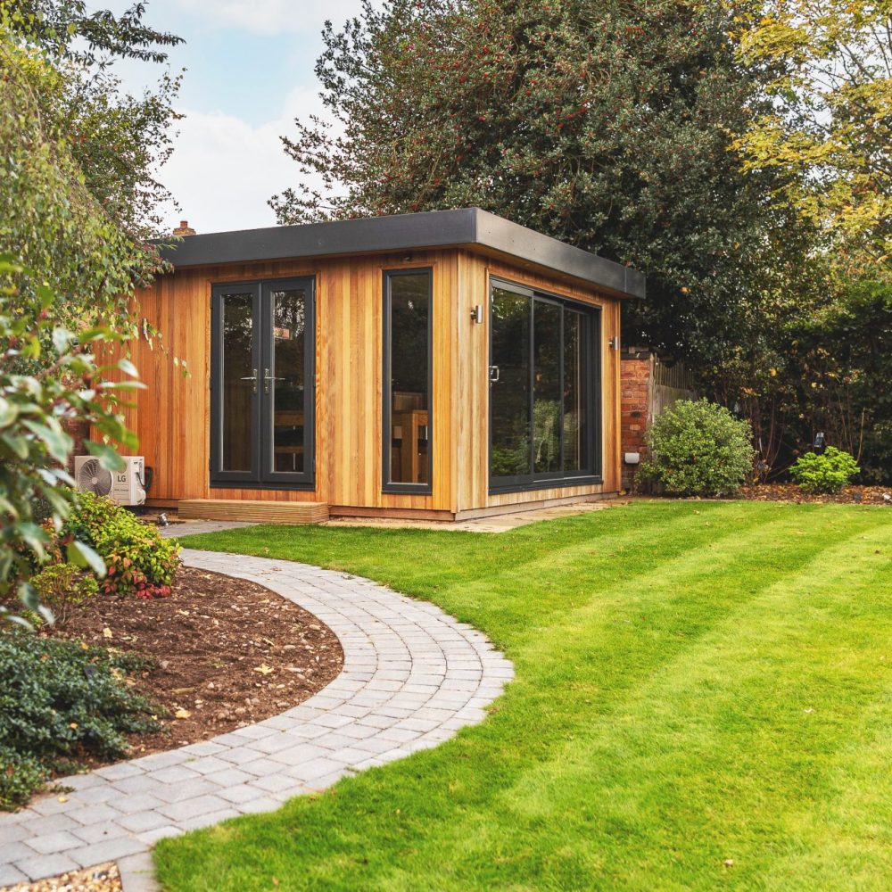 Bar room with cedar cladding
