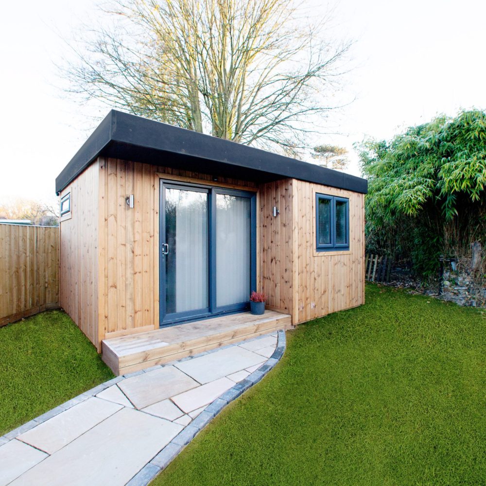 Garden room with redwood cladding